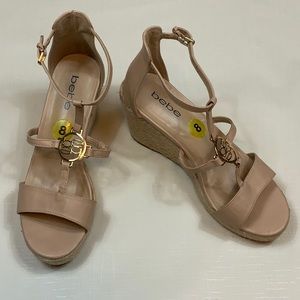 bebe Strappy Wedge Sandals 8M